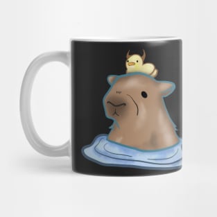 capybara taking a bath with duck Mug